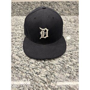 Detroit Tigers New Era 59FIFTY Fitted Baseball Cap Navy Blue Size 7 3/8